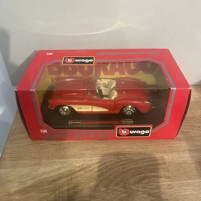 Voiture De Collection Chevrolet Corvette De 1957 Rouge COD. 0524 1/24 Burago - Photo 1/4