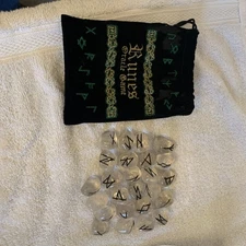 The Ancient Runes Oracle Game 25 Stones With Pouch