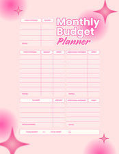 Digital PDF Pink and White Colorful Monthly Planner Instant Download