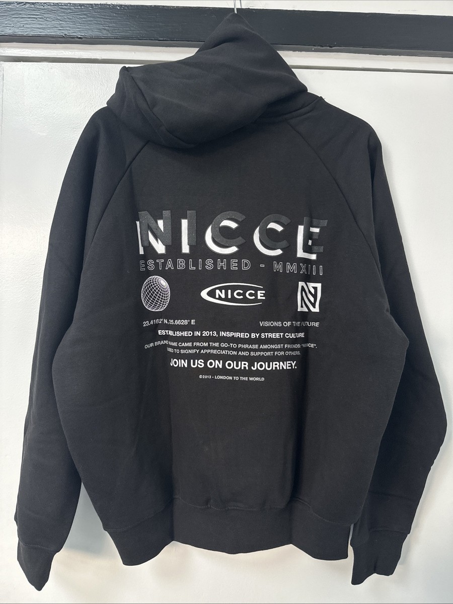 NICCE Mens Multi Logo Graphic Hoodie Black UK