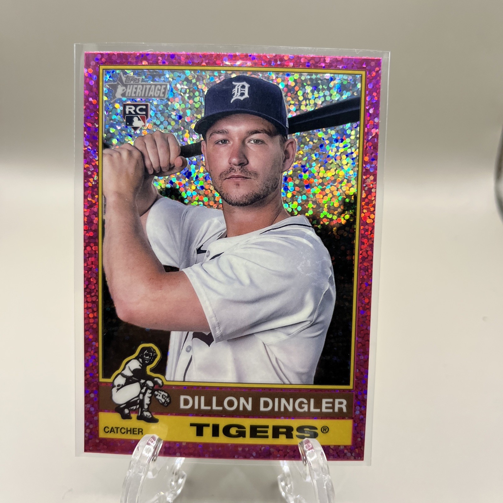 2025 Topps Heritage - Dillon Dingler #130 Chrome Pink Sparkle Refractor (RC)