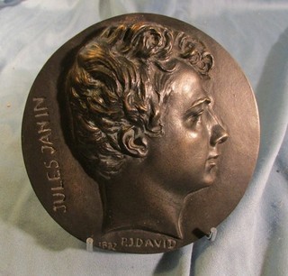 Plaque en bronze 15 3 cm portrait de Jules Janin écrivain David d'Angers 1832
