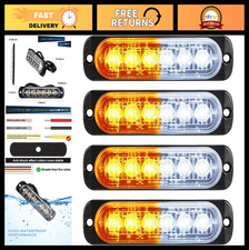 4 Pcs Amber Led Strobe Lights - 6 Led Emergency Flashing Hazard Warning Beacons