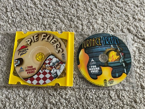 Set Of 2 Vtg Pizza Hut PC GAmES PIE FLIERS Furnace Frenzy Collectible Disc Cdrom
