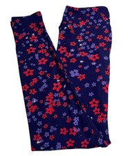 LuLaRoe Leggings OS One Size Floral PURPLE PINK Colorful Fun DAISY Modern Casual