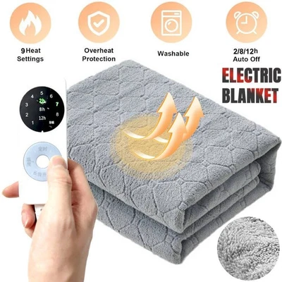 JIEAO Electric Heated Blanket Soft 9 Heatings Underblanket Small Double Overloading