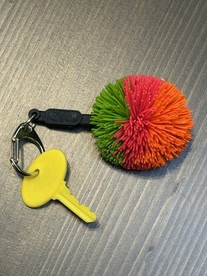 Vintage 90s Koosh Ball Keychain Green Pink Orange 1991