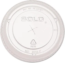 SOLO Cup Company - Ultra Clear Flat Cold Cup Lids F/16-24 Oz Cups, PET, 100/Pack