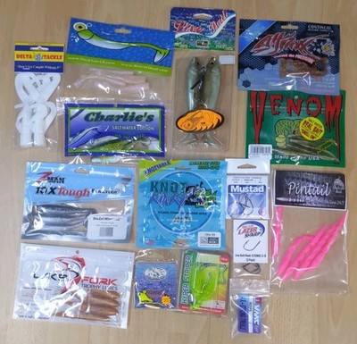 Mixed Lot Of New Unused Soft Plastic Fishing Lures Hooks Leader Softbait Spinner