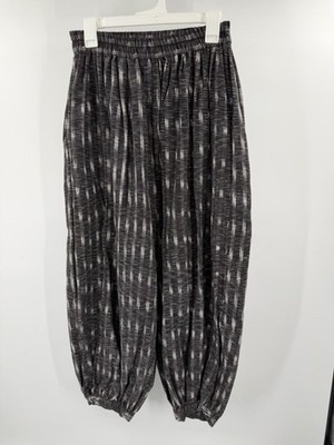 Blanco Negro 100% Cotton Gray White Ballon Harem Pants Handwoven Size Medium