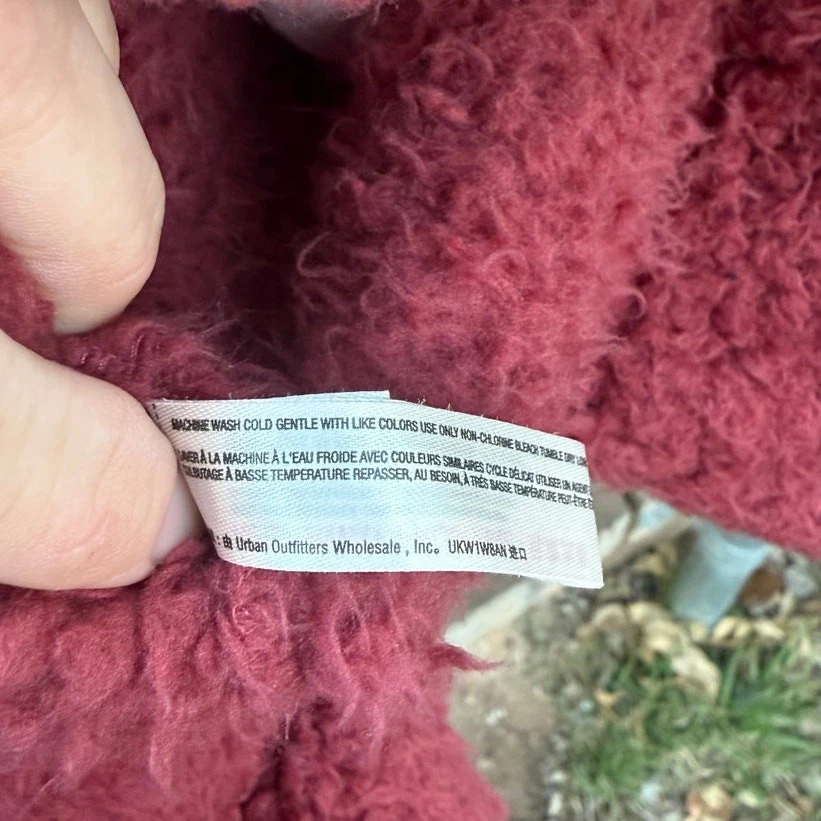 Суббота воскресенье ANTHROPOLOGIE плюшевый флис шерпа четверть молнии размер маленький бордовый - Изображение 4 из 4