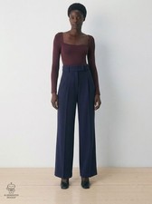 Aritzia Babaton 1-01 Paper bag Triacetate Wide Leg Trouser Dark Steel Blue