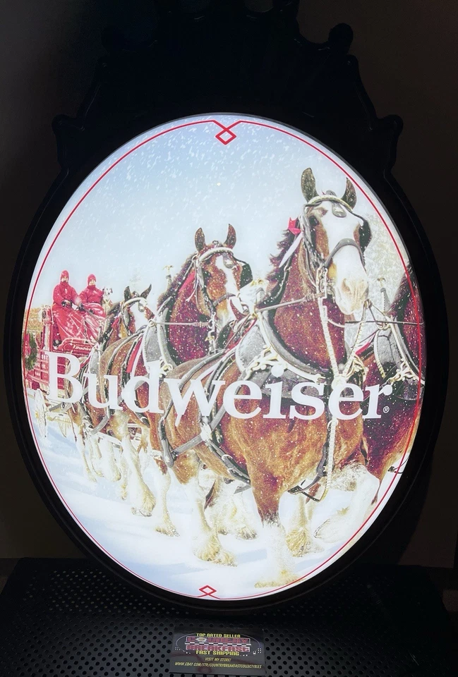 Budweiser Anheuser Busch Clydesdales Holiday LED Beer Sign 24x16.5” - BNIB! - Image 3 of 4