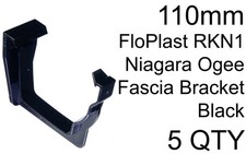5 Pack FloPlast RKN1 110mm Niagara Ogee Fascia Bracket Black Gutter Fixing Clips