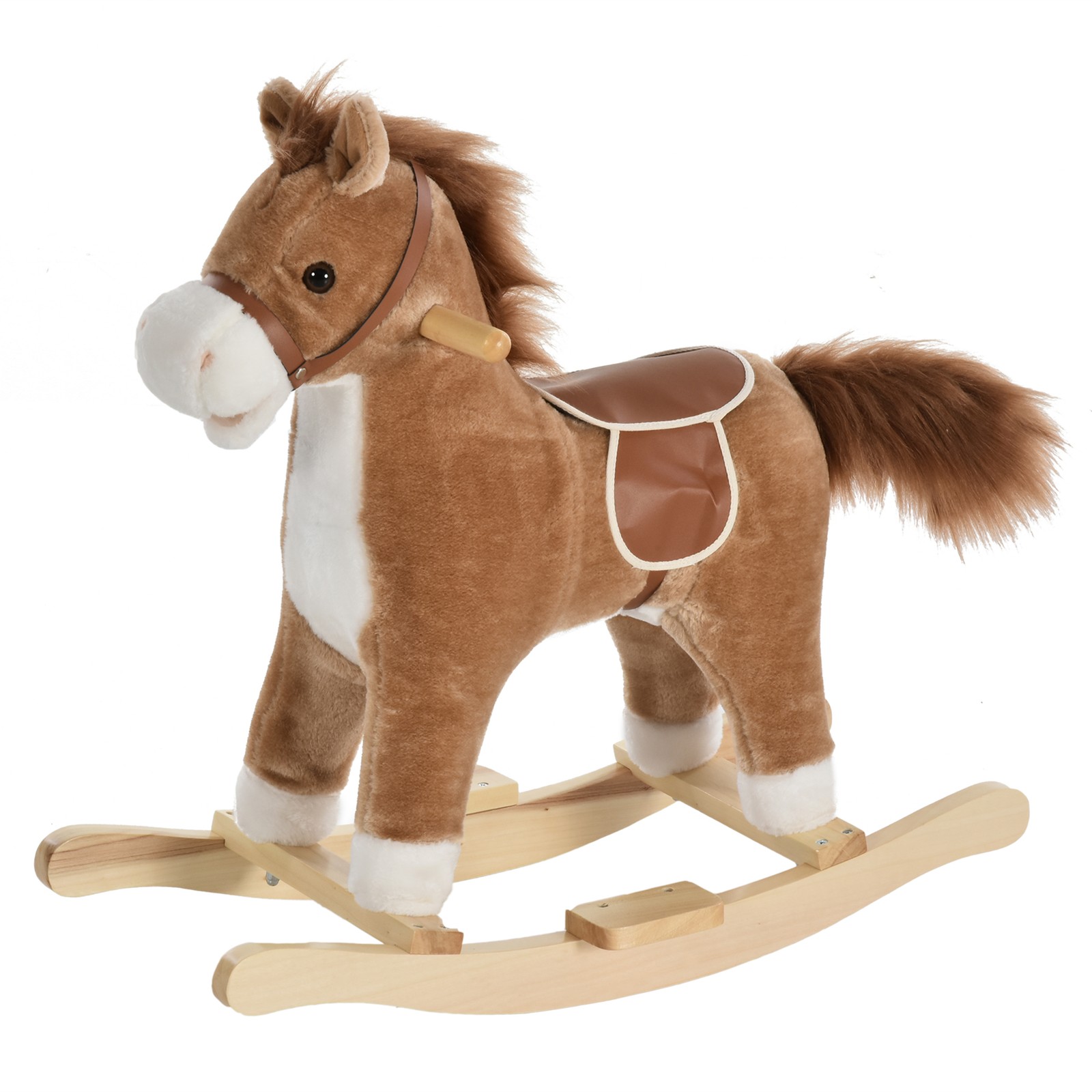 Cavallo a Dondolo Giocattolo con Suoni Realistici per Bambini 3-6 Anni, Marrone