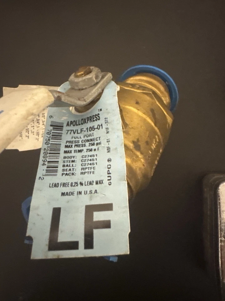 ApolloPress 77VLF-105-01 1” Full Port Lead-Free Press Ball Valve Made in USA - Image 2 of 4