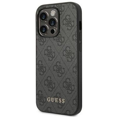 Guess Hülle Für iPhone 14 Pro Max Grau Hard Case 4G Metal Gold Logo