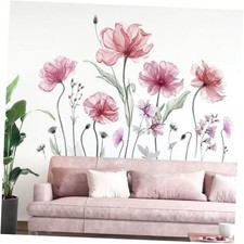 Large Flower Wall Decals Gifts for Mom Pink Watercolor Floral Blossom Wall