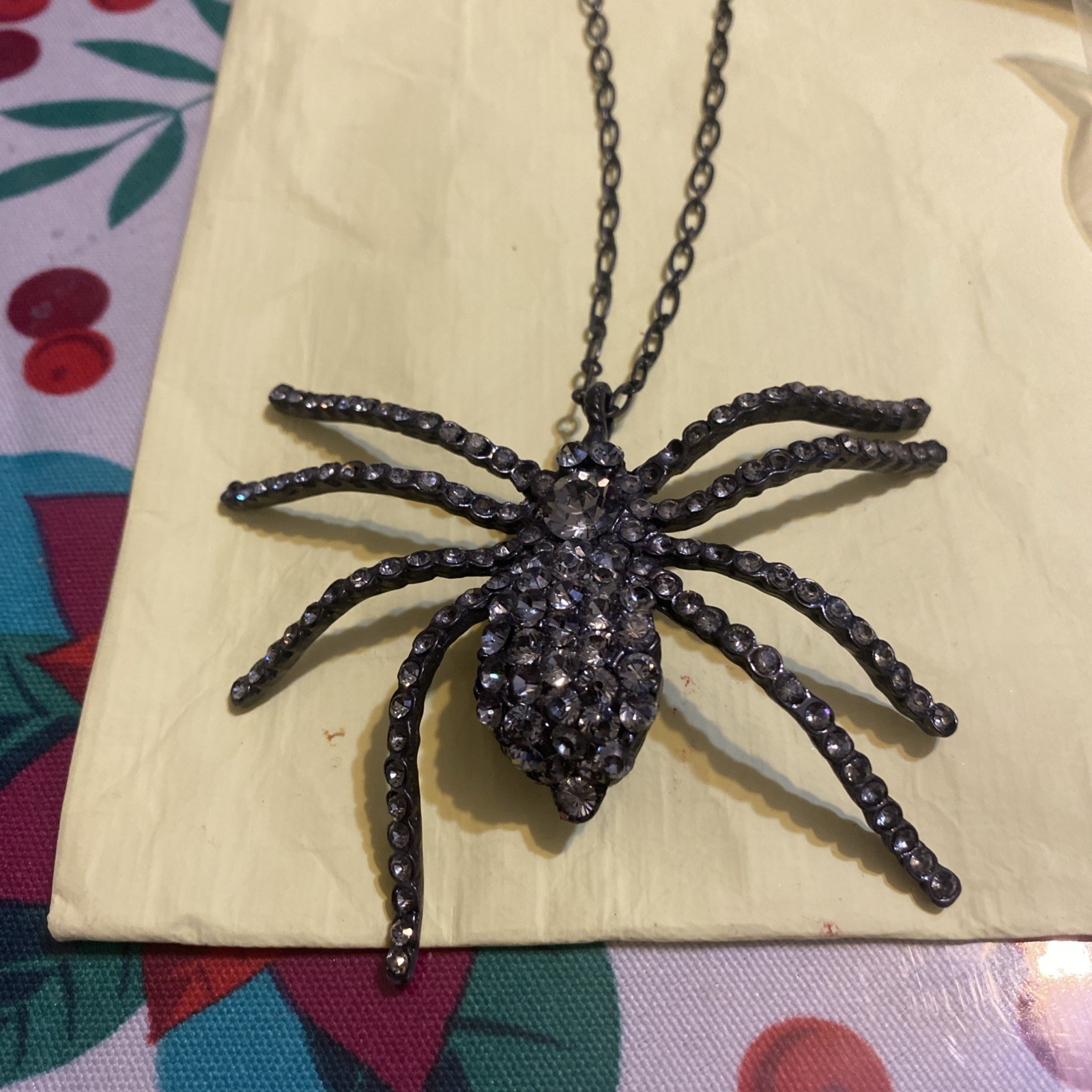 Dkny  Black Spider Rhinestone Statement Necklace - image 1