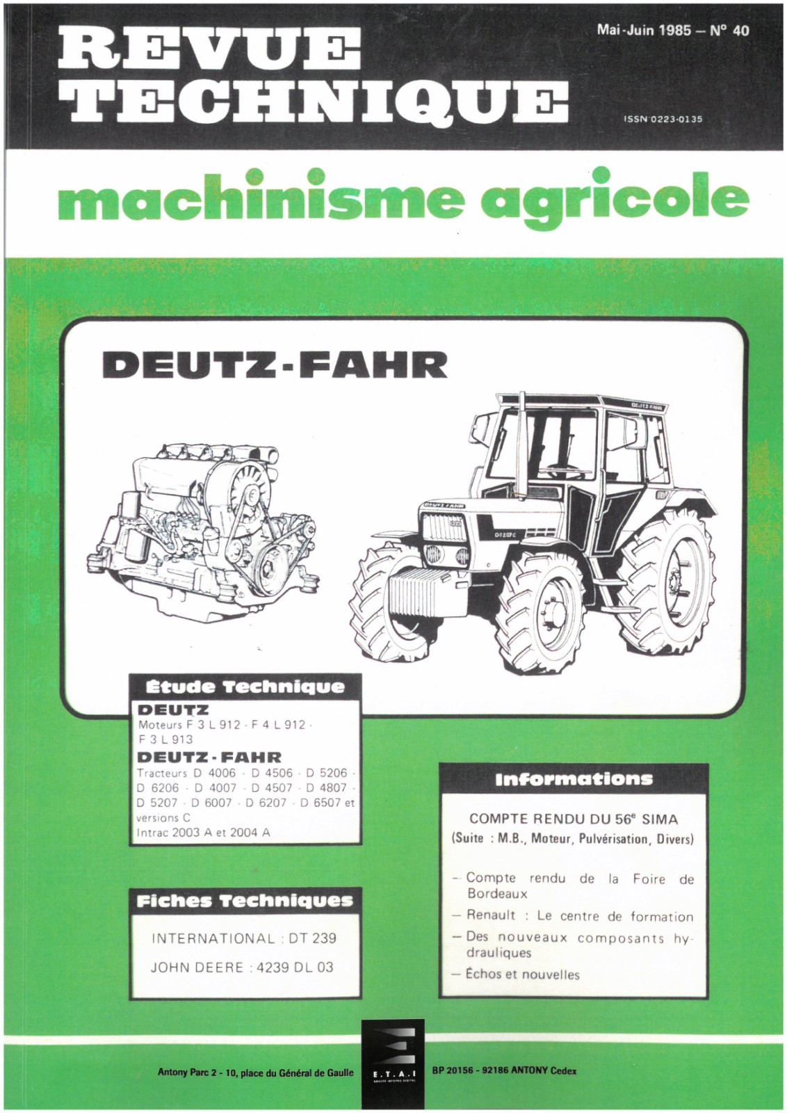 Revue Technique Agricole Deutz Fahr guide mécanique série D5006 D6507