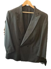 Ermegildo Zegna Double Breasted Multistripe Grey Suit 48L 43W
