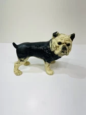 Vintage British Bulldog Large Black Cast Iron Coin Bank 8" Long  #2