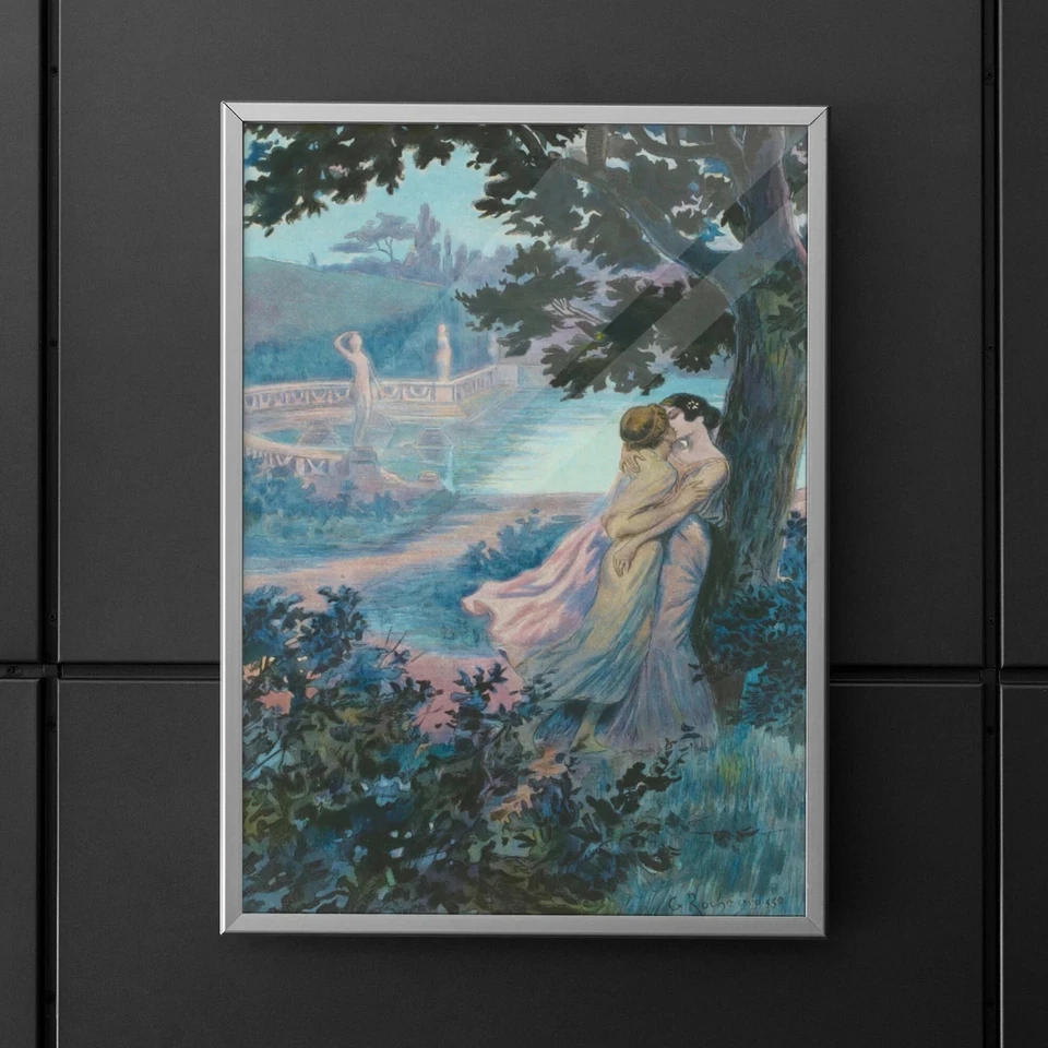Women Kissing Canvas Wall Art - Lesbian Painting Print - LGBTQ Poster - Image 2 of 2