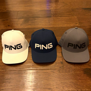 PING Performance Golf Hat Caps Lot of 3 Adjustable Solid Logo White Navy Gray