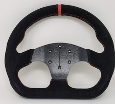12.5 D-shaped Steering Wheel Race Style Black Suede Leather With Red 12.5 D-shaped Steering Wheel Race Style Black Suede Leather With Red
