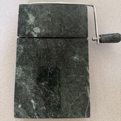 Vintage Green Marble Cheese Butter Tray Cutter Slicer Charcuterie one Ex Blade. 