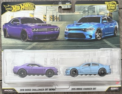 Hot Wheels Premium Dodge 2 Pack 2018 Challenger SRT Demon & 2015 Charger SRT