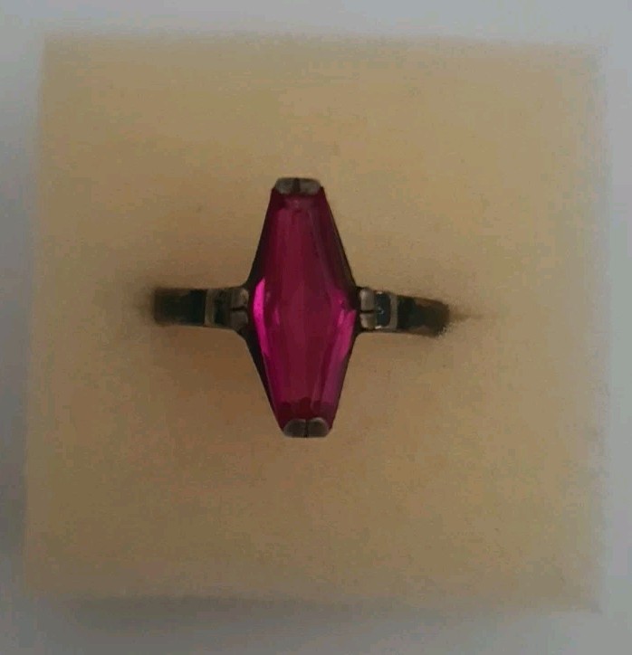Vintage Dark Pink Paste Ring - image 2