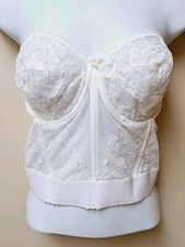 Vintage Women's White Lace Bustier Bridal Corset Bra Sheer 42B Underwire