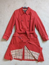 Burberry Women's Vintage Red Check Haymarket Cotton Trench Coat Uk 10/ 12
