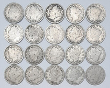 Half roll of 20 Liberty V Nickels--NICE Variety of Dates!