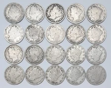 Half roll of 20 Liberty V Nickels--NICE Variety of Dates!