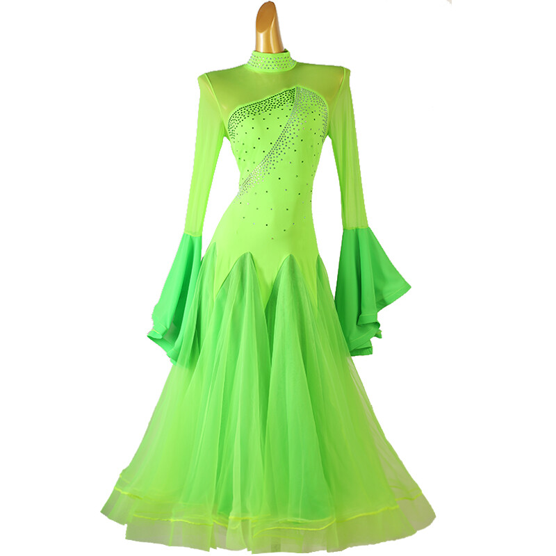 green emerald velvet dress Custom Size Dark Green Feather Competition Latin Dance Dresses Blackpo –  Moderndancedress.com main image 1