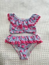 Nicole Miller New York Girls XL Ruffle Pom-Pom Bikini