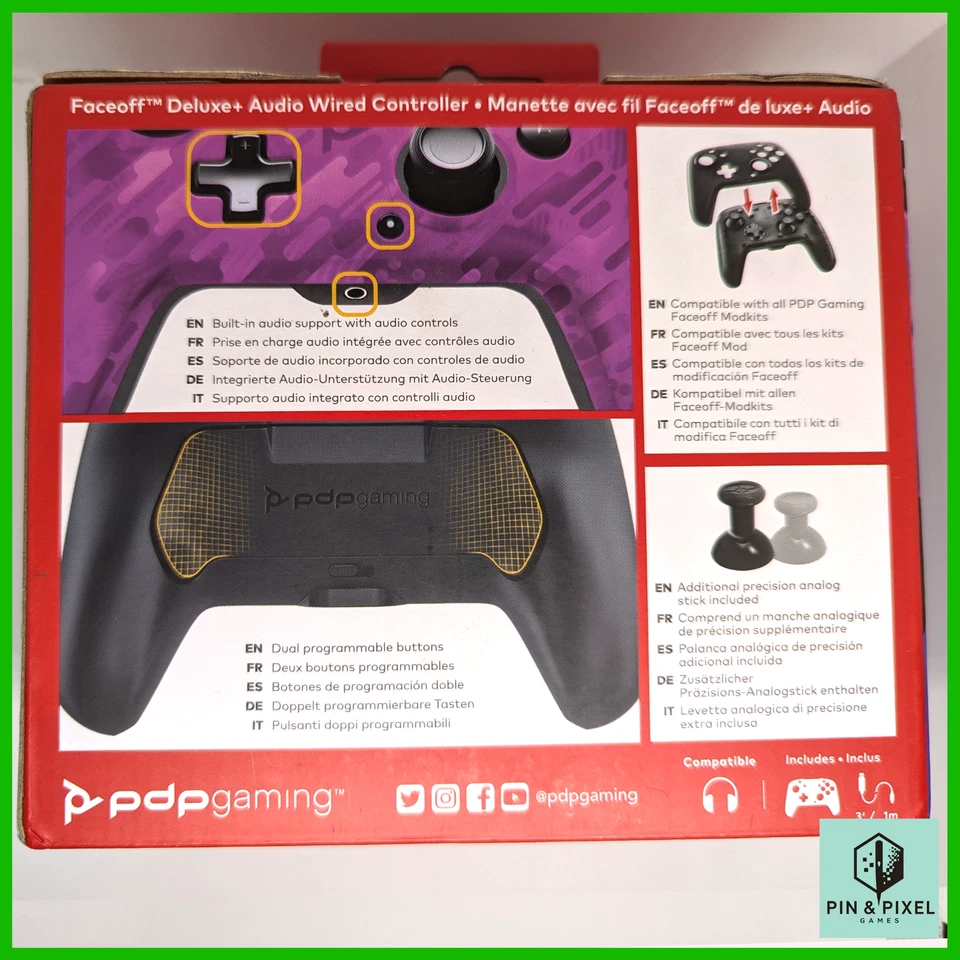 Nintendo Switch Faceoff Deluxe+ Audio Wired Controller, PDPGaming, Purple Camo - Image 3 of 4
