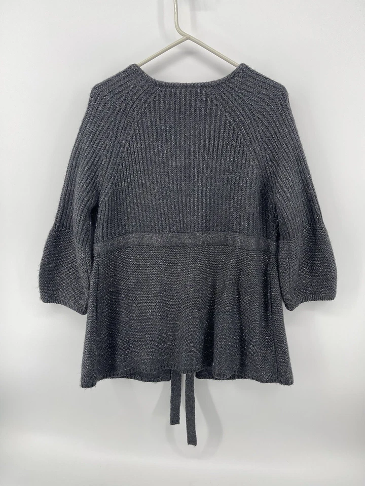 Suéteres de Estados Unidos Vintage Corbata Abierta Frontal Cárdigan Chaqueta Grande Gris Brillante Foto 2 de 4