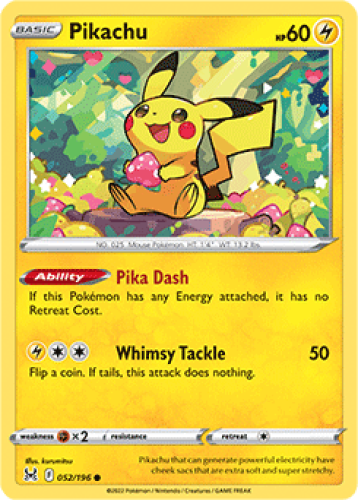 1x Pikachu 052/196 Lost Origin Pokemon TCG Card NM | eBay