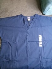 CHEROKEE Scrub Top Womens Small S Traditional Classic Blue NEW V-Neck Pockets