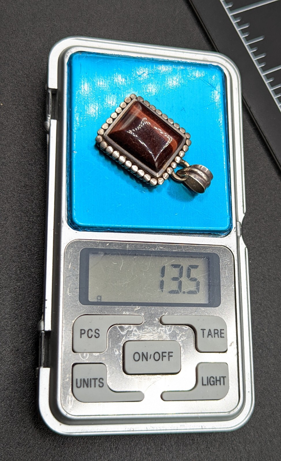 Red Tigers Eye Stone Rectangular Sterling Silver … - image 11