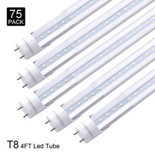 75Pcs T8 4FT G13 Bi-Pin 4' Led Tube Light Bulbs 22W 2 Pin Led Shop Light 5000K