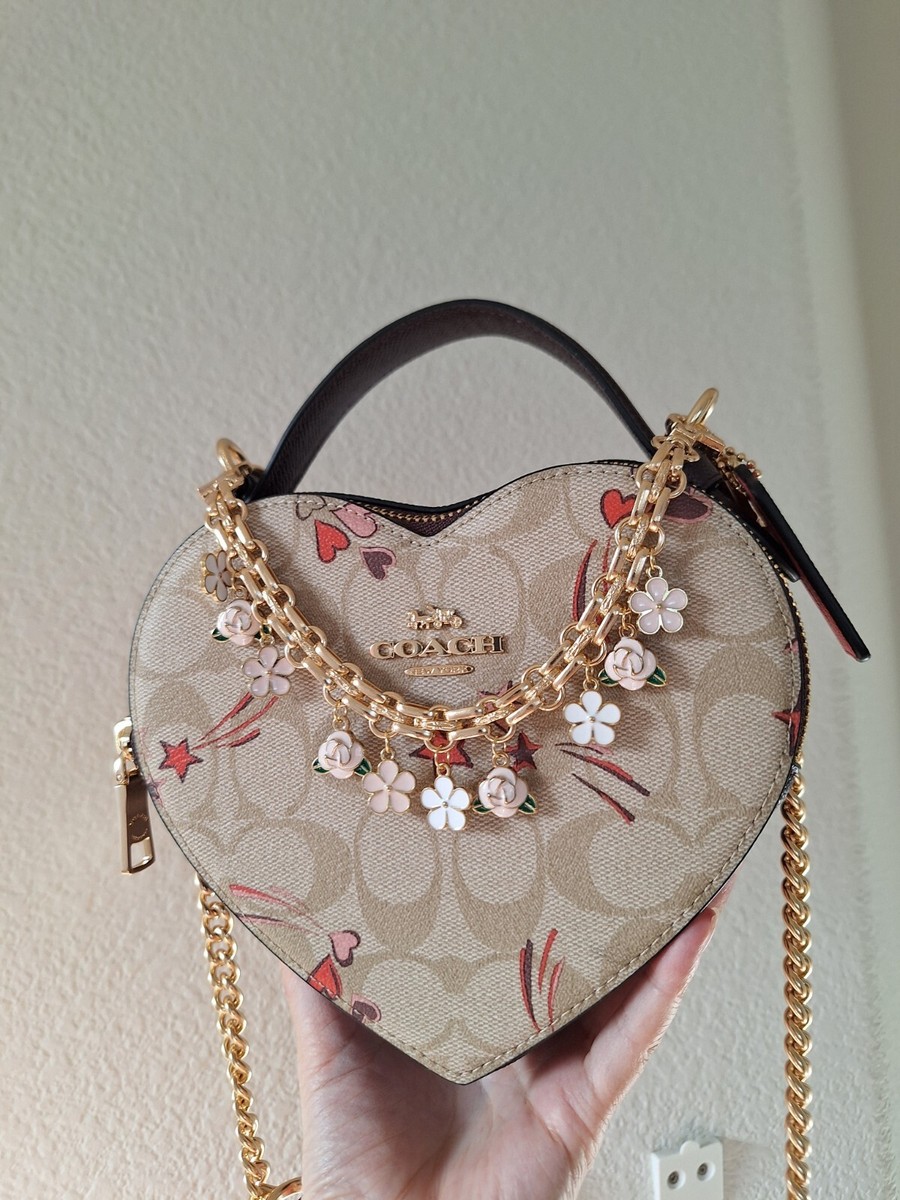 NWT Coach Heart Crossbody In Signature Canvas With Heart Star