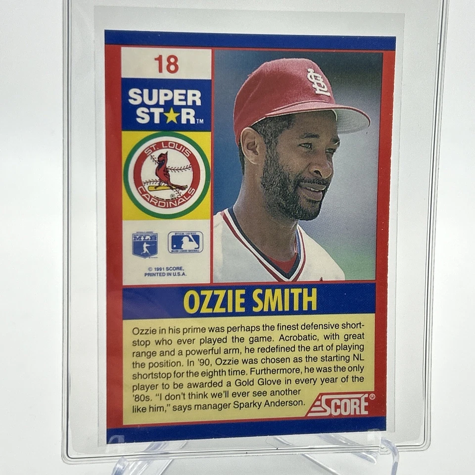 1991 Score 100 Superstars Ozzie Smith Baseball Card #18 Mint FREE SHIPPING - Image 2 of 3