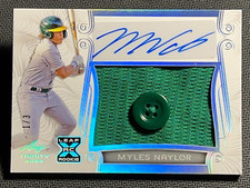 2023 Leaf Trinity AWESOME !! Used BUTTON ROOKIE AUTO Myles Naylor 1/3