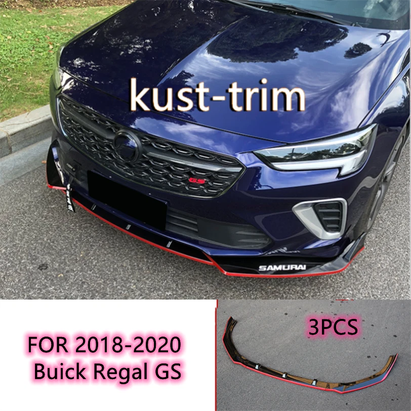 Kit divisor de lábios para Buick Regal GS 2018-2020 ABS preto vermelho parachoque dianteiro acabamento*3 - Imagem 2 de 4