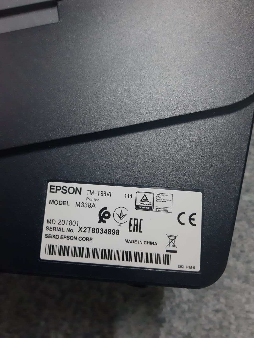 EPSON TMT88VI Thermal POS Receipt Printer ,Wifi ,USB & Serial