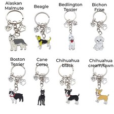 Love My Dog - Coloured Enamel Keychain - Optional Memorial charm - 50+ Breeds